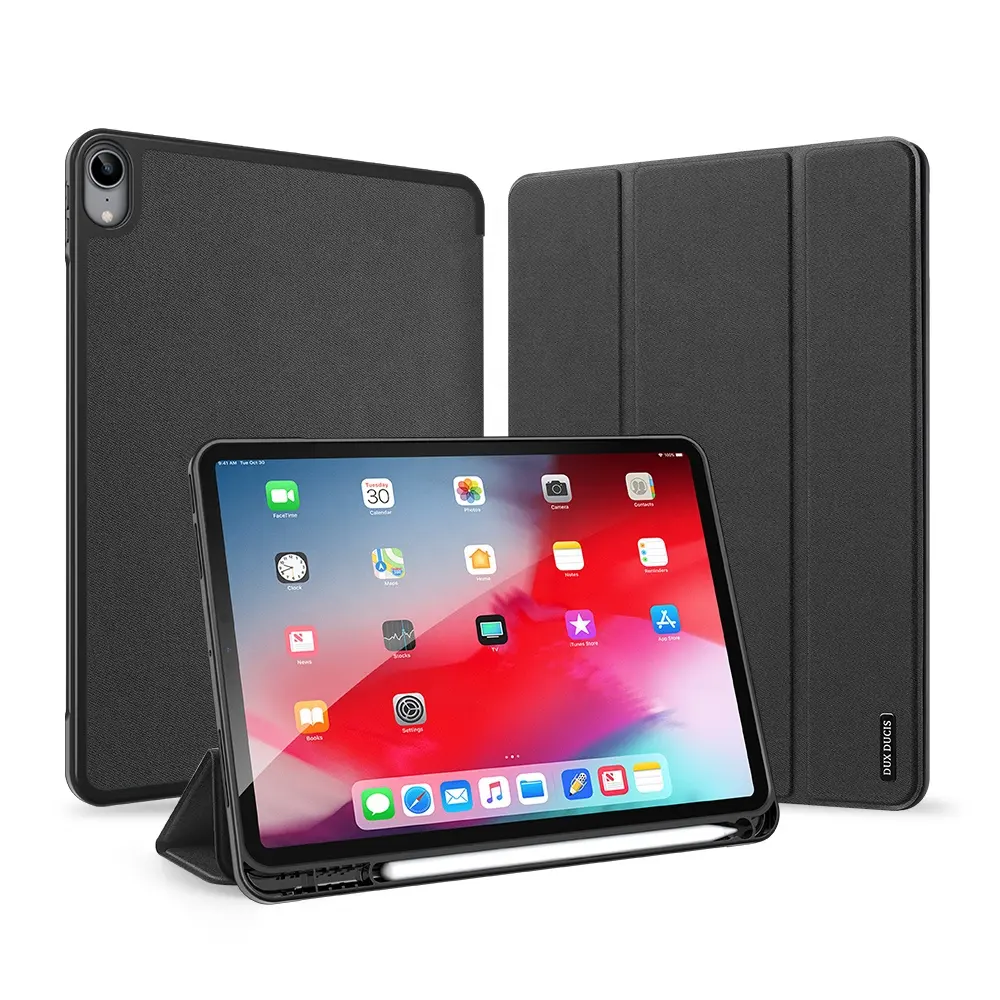 DUXDUCISスマートPUレザーTPUバックケースforApple iPad Air 4 2020 10.9 "保護スタンドカバー (鉛筆ホルダー付き)