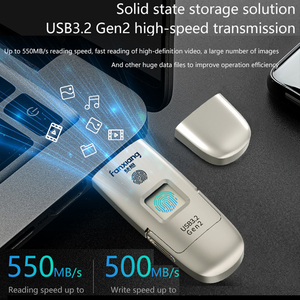 Pendrive de Metal USB 3,2 tipo C para teléfono, unidad Flash OTG con cifrado de huella dactilar, 128gb, 256gb, 512gb, 1tb - Product Image 6