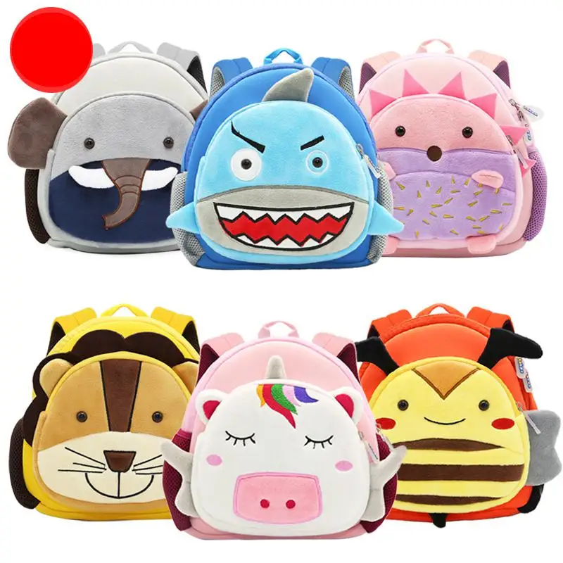 Mochila de neopreno impermeable con dibujos animados para niños, morral escolar de poliéster Unisex antirrobo CR de felpa con cremallera SBR