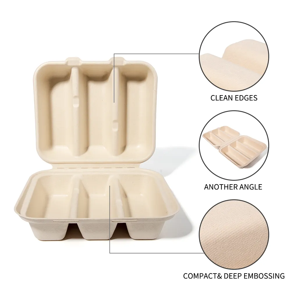 Fiambrera Desechable Biodegradable para Llevar Caña de Azúcar Bagazo Taco Box