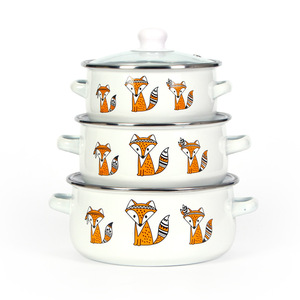 16cm 18cm 20cm Enamel <strong>Pot</strong> with Glass Lid and Soup <strong>Pot</strong> Set. High Temperature Firing Enamel <strong>Pot</strong> with Open Flame for Soup Cooking - Product Image 5