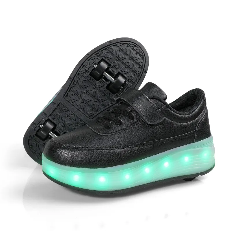 Simples Patins Andando Retrátil Piscando Patinação Led Iluminação Sneakers Heelys Quatro Rodas Roller Skate Sapatos com Luz Led