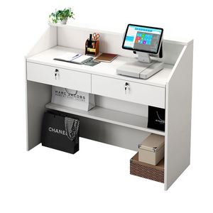 Caja registradora moderna, Mostrador de madera al por menor, Mostrador de caja, Mostrador de pago rosa, mostradores de recepción a la venta - Product Image 1
