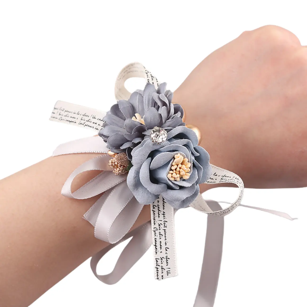 Matrimonio sposa damigella artificiale floreale da polso corona fiori corpetto bracciale