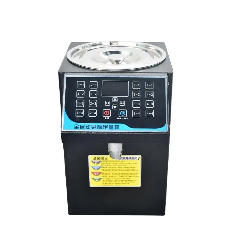 Kabarcık çay şeker dağıtıcı 7.5L fruktoz kantitatif makinesi 16 ızgara tam otomatik fruktoz makinesi şurubu dağıtıcı