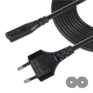 IECC7電源コードH03VH-H2-F 2x 0.75mm PVC 300V 16A/30AへのフラットEU C8プラグ