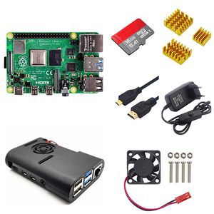 Raspberry Pi 4 Modell B 4GB RAM Starter Kit + ABS Fall + Lüfter + Kühlkörper + 16GB SD Karte + Micro kabel + 5V 3A Power adapter