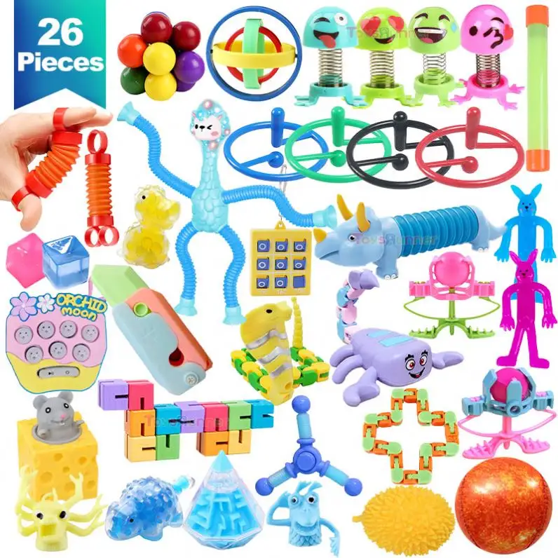 Mainan anak-anak 2024 mainan Fidget kubus 26 buah hadiah Kit Adhd hadiah Goodie Boll pereda stres mainan Fidget untuk anak-anak