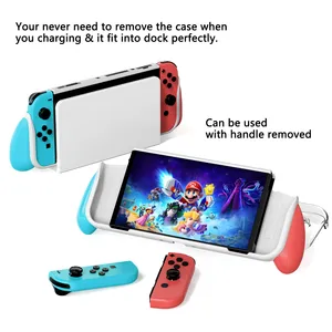 El kavrama sert kabuk Nintendo anahtarı için uygun OLED şeffaf kristal kavrama koruyucu kabuk, takılabilir taban - Product Image 3