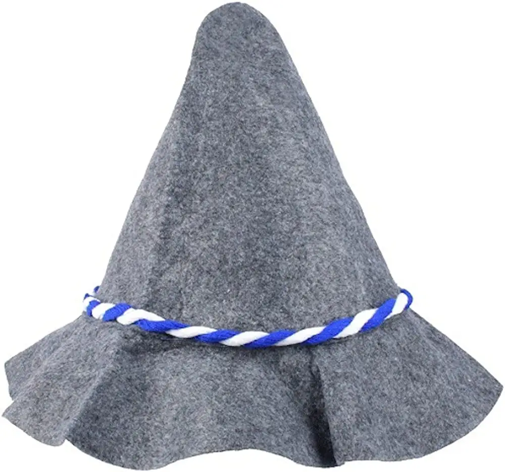 Atacado Azul Branco Cord Felt Hat Baviera Costume Wool Felt Hat para Alemanha Beer Oktoberfest Wide Brim Felt Espantalho Chapéus