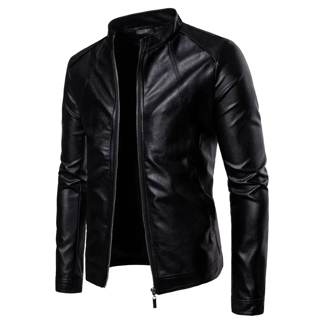 Men's Leather Jacket Fleece Lined Winter Thicken Oversized Faux Leather Motorcycle Coat Outwear