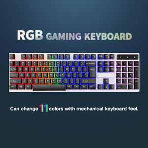 104キー光るRGBバックライト付きUSB有線ゲーマーキーボード低価格ユニバーサルジャイマーPCラップトップゲーミング英語キーボード - Product Image 3