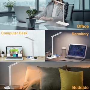 新的4合1铝合金折叠LED台灯3级调光模式台灯3合1无线充电器为手机 - Product Image 6
