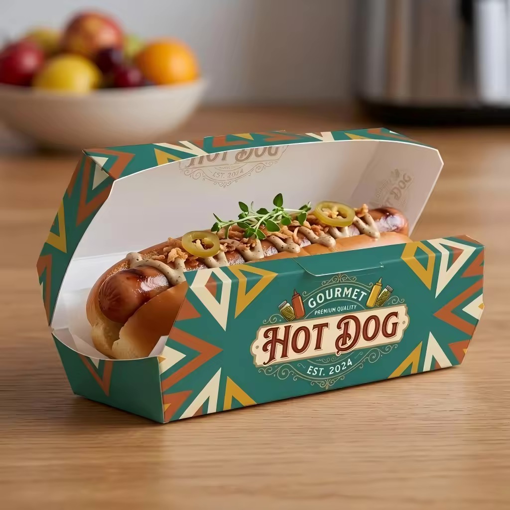 caja personalizada para hot dogs