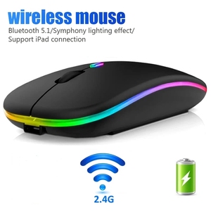 Mouse Wireless RGB per Laptop PC BT ricaricabile per Computer senza fili Mouse silenzioso a LED Mouse da gioco ergonomico retroilluminato - Product Image 2