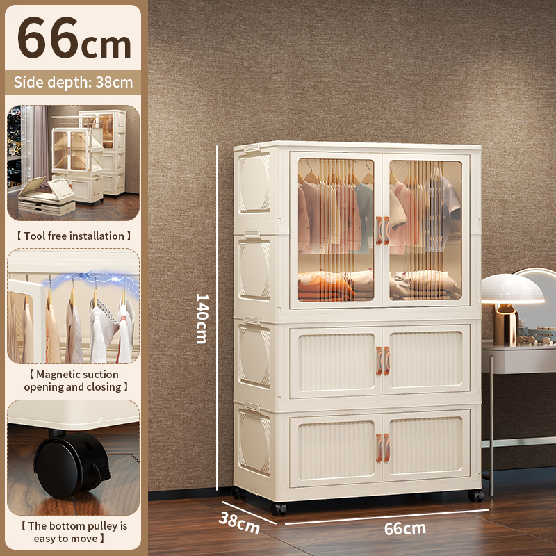 66cm-2capas+doble puerta+Blanco Transparente