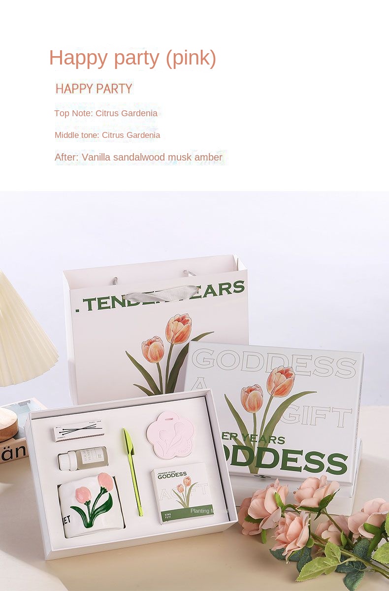 Coffret cadeau tulipes une fête rose et joyeuse