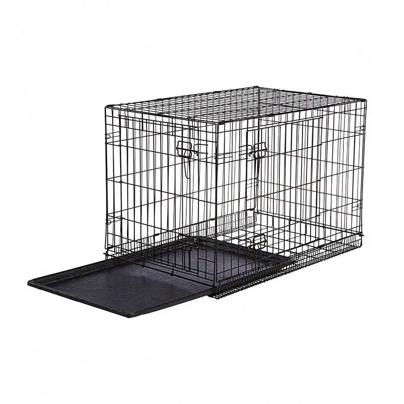 Cage portable double porte pour chien, H0Qjw, clôture métallique pliable