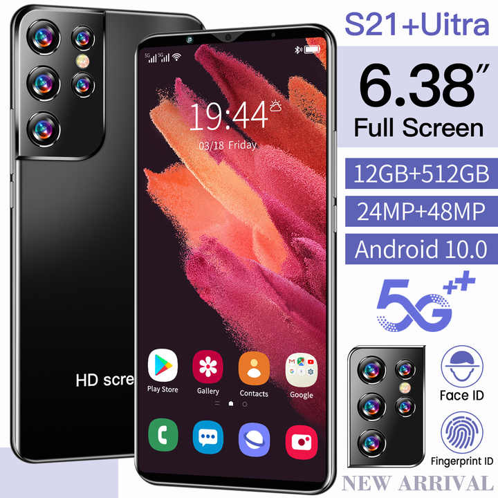 Original Rog 5G S21+Ultra Smart Phone 6.38 Inch Big Screen Android 12GB+512 Rugged With Face Recognition Used EU Plug