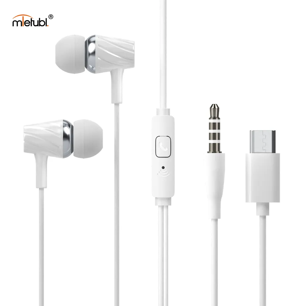 Mietubl Fashion Écouteurs de base de luxe 3.5MM TYPE C Port audio Écouteurs à fil 1.2M