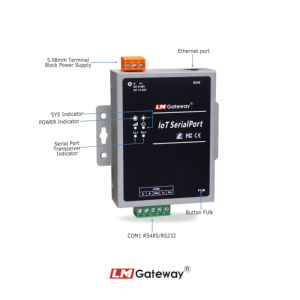 Convertidor serial LM SerialPort 101 Mqtt Tcp Iot Modbus Gateway bidireccional transparente RS232 RS485 a Servidor de dispositivo Ethernet - Product Image 2