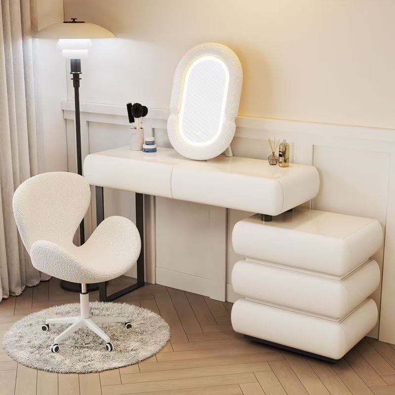 Cassettiera a tre cassetti in legno massello imbottito - nuovo design bianco - 120 cm