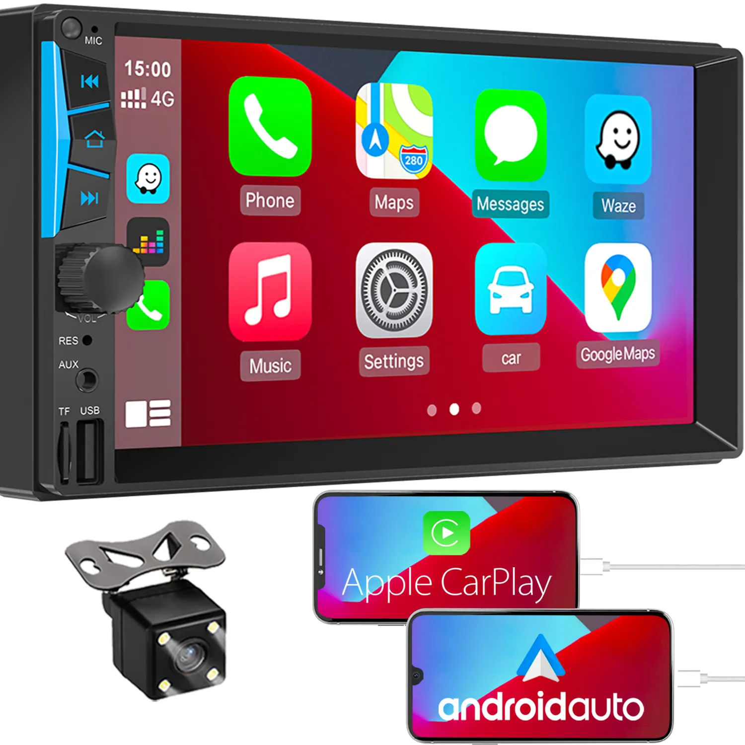 GRANDnavi Universal 2 Din 7 Zoll Touchscreen Carplay Android Auto Video Radio Stereo Auto Video Player