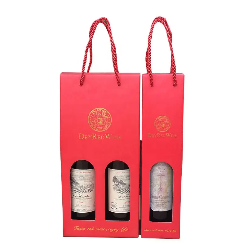 Hongxi OEM kolu lüks fantezi tasarım ünlü çevre dostu özel Logo açık pencere şarap bardağı kutuları ambalaj siyah kurdele ile