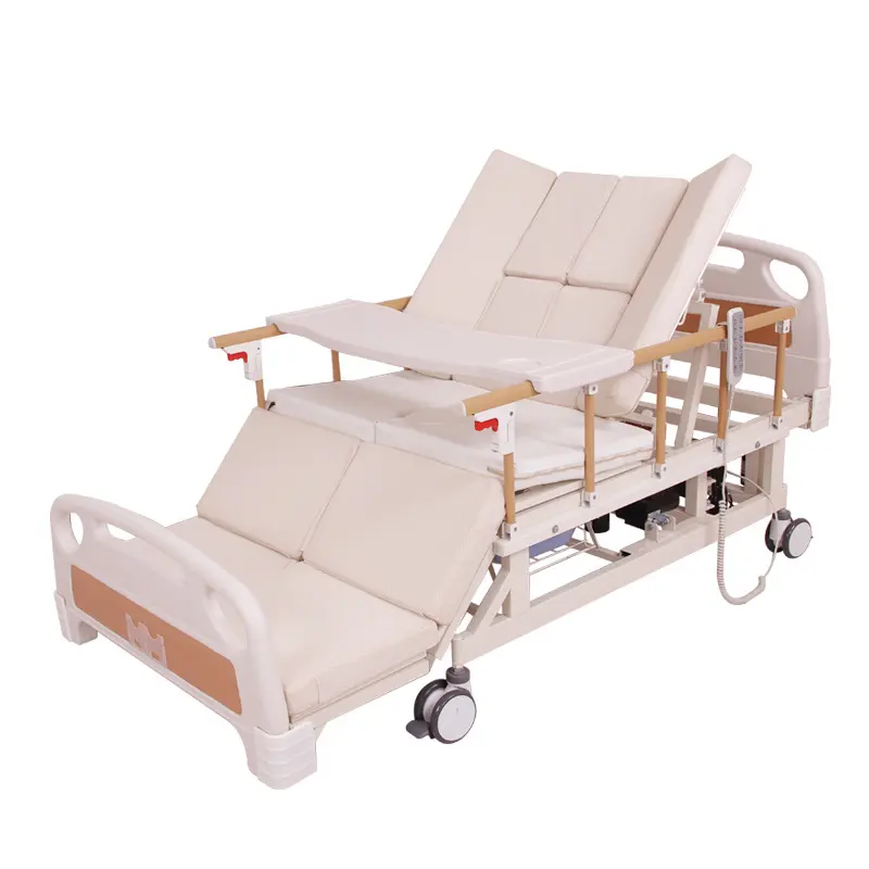 Cama de hospital elétrica ajustável, equipamento de 5 funções para idosos, casa, enfermagem, hospital, cama, cadeira de rodas, cama com vaso sanitário