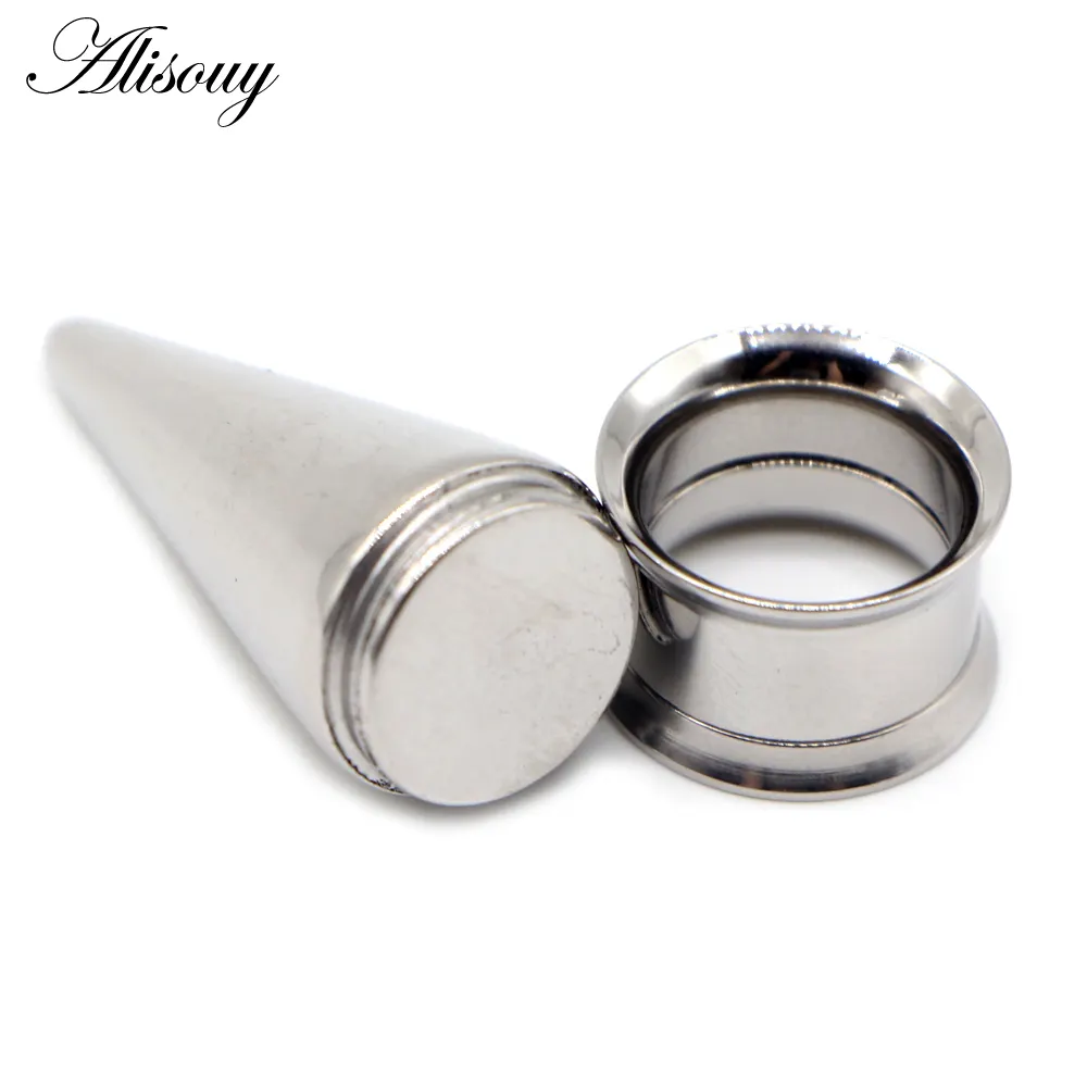 Alisouy, juego de medidores de túnel cónico de tapón de oreja de acero inoxidable 316L, 2 en 1, expansor de oreja, Kit de tornillo de estiramiento, Piercing, joyería para el cuerpo