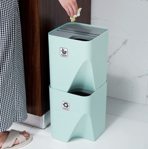 Modern <strong>Design</strong> Household Waste <strong>Bin</strong> Round Plastic Kitchen Trash Can with Wet and Dry Separation Stackable Round <strong>Bin</strong> - Product Image 3