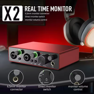 AMACEX Profesional XLR 48V Micrófono Mezclador de audio Tarjeta de sonido Grabación de estudio Interfaz de audio USB - Product Image 2