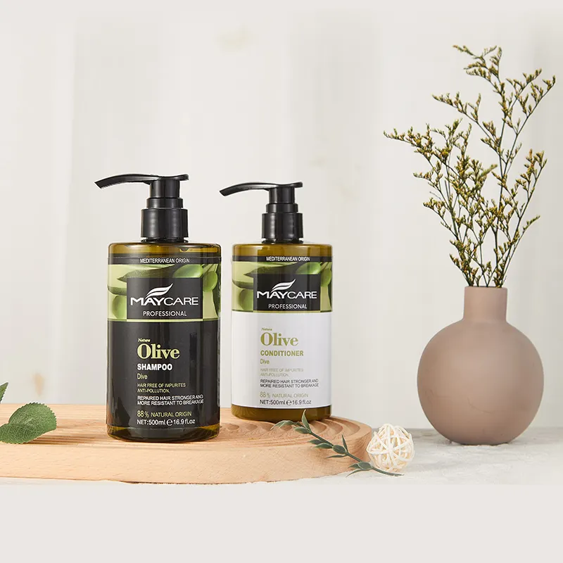 Commercio all'ingrosso naturale libero personalizzato Logo estratto di oliva riparazione capelli Shampoo e balsamo