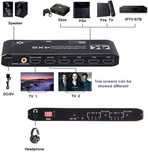 V2.0 4x2 HDMI Matrix with Remote Control 4K*2K@60Hz HDCP2.2+ARC Dual Audio Extractor HDMI 2.0 Version 1080p Resolution - Product Image 6