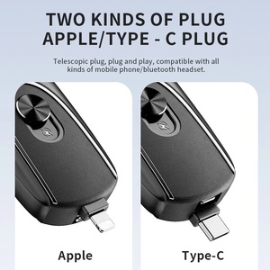 IPhone Samsung用のキーチェーンパワーバンクを備えたミニパワー緊急ポッド、およびタイプCポートとアップル用ポートを備えたすべてのスマートフォン - Product Image 4