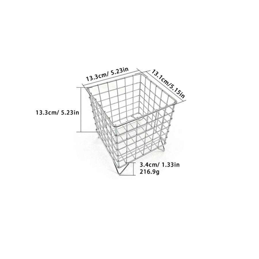 Silver square storage basket
