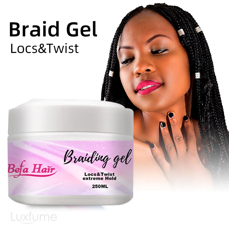 Private Label Edge Control Strong Hold Hair Styling Gel per capelli intrecciare il Gel, Gel per capelli