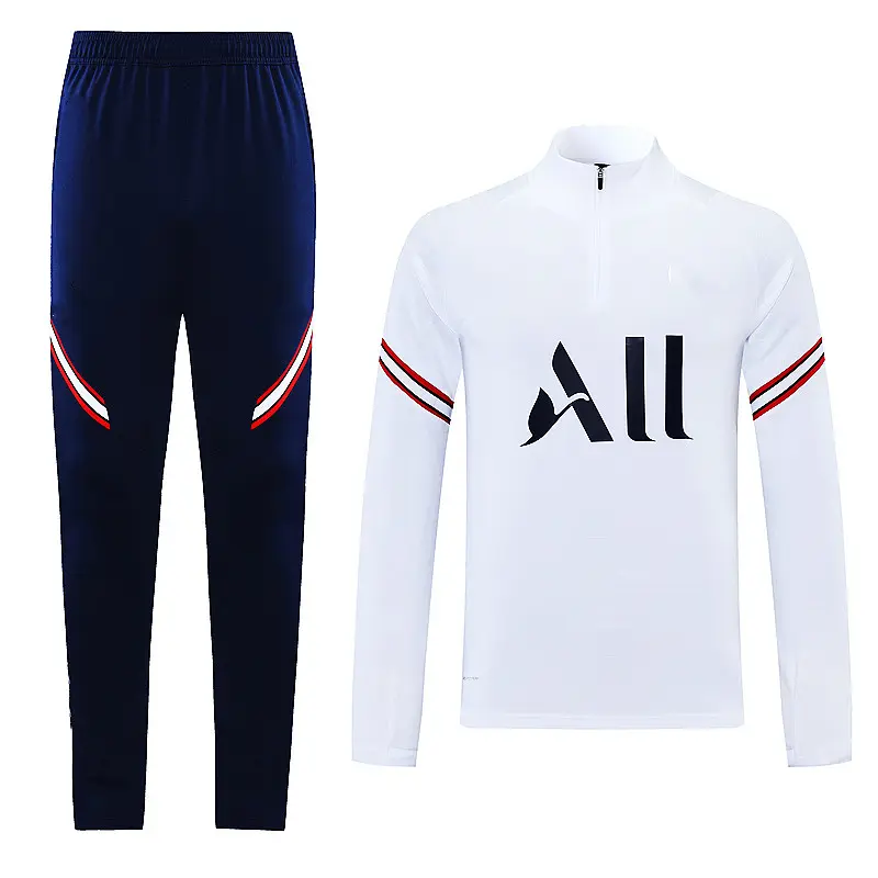 Maillot blanco de fútbol, chándal, suéter de fútbol, traje de entrenamiento, 2021-2022, Messi Mbappe