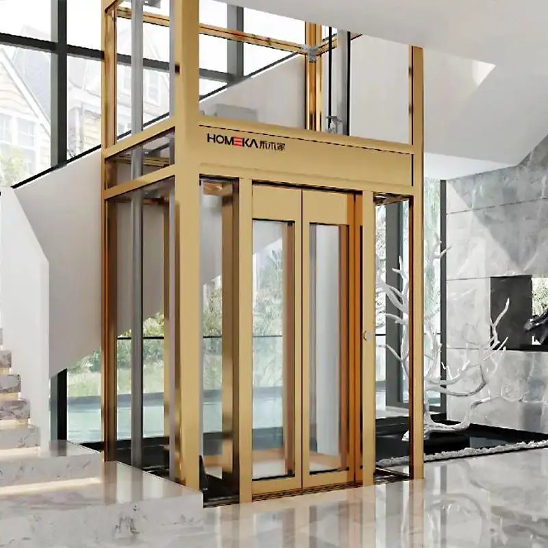 Elevador dorado hidráulico para el hogar eléctrico de 2-4 pisos personalizado de alta calidad, elevador de Villa, elevadores para el hogar