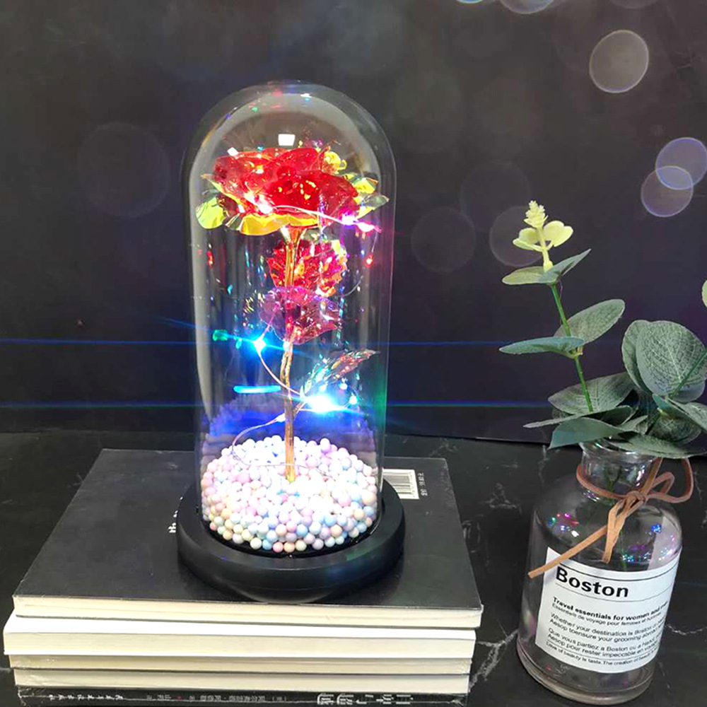 #Caja rosa con cúpula de cristal para lámpara de 09 colores.