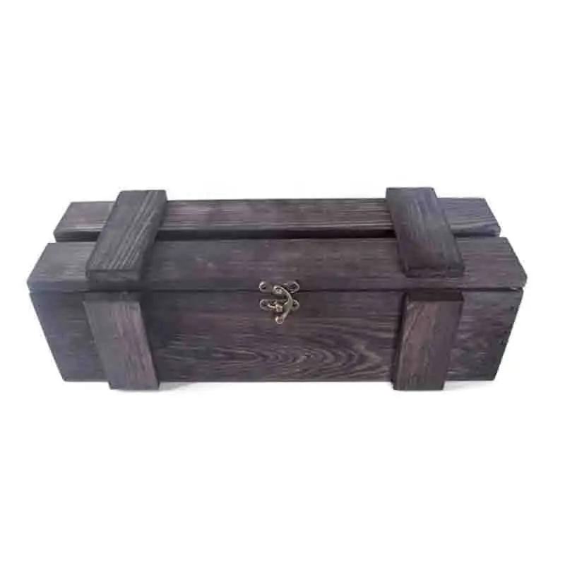 Caja de madera decorativa para botellas de vino, almacenamiento y exhibición de vino de estilo rústico antiguo, individual, para regalo