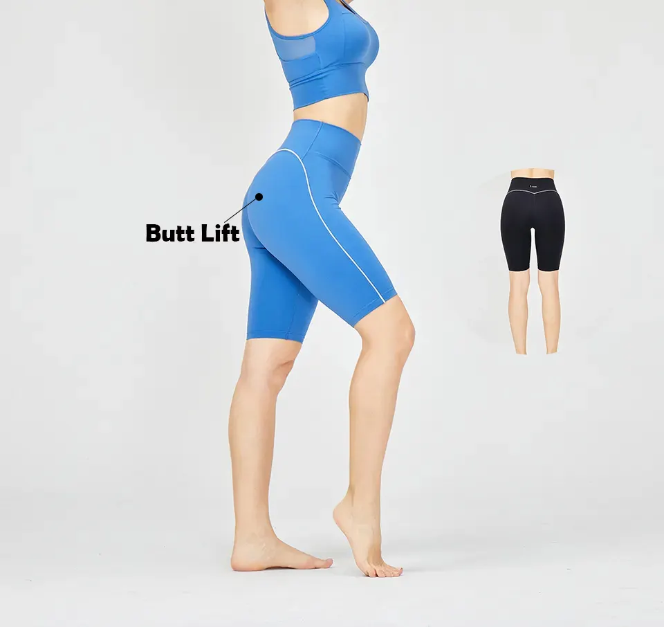 Shorts de compressão, atacado mulheres de cintura alta cor sólida treino corrida calças curtas legging controle da barriga