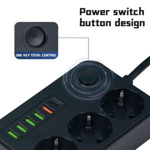 Enchufe de cargador USB inteligente multifunción duradero de alta calidad con tipo C para uso doméstico enchufe de la UE y el Reino Unido enchufe de 3 salidas enchufe de mesa - Product Image 5