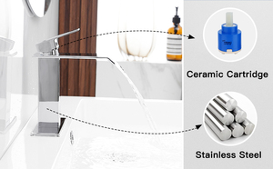 Thép không gỉ lưu vực vòi nước Thác nước phòng tắm lưu vực bồn rửa vòi nước lạnh và nóng watermixer cần cẩu bồn rửa tap vuông phòng tắm vòi nước - Product Image 6