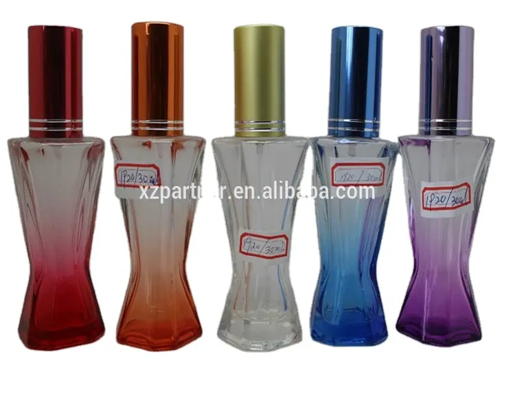 Garrafa vazia da série clássica 30ml, garrafa de perfume de vidro colorido vazio com tampa de alumínio