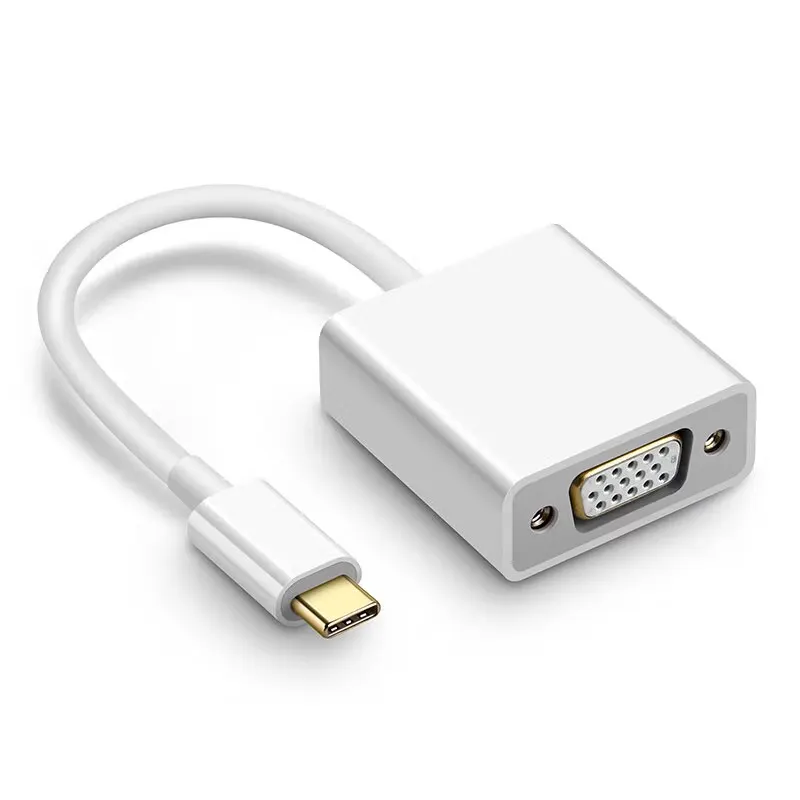 USB 3.1 Tipe-c Adaptor Jantan Ke VGA Betina, Kabel Konverter USB 1080P 3D Tipe-c Ke VGA Dukungan Berlapis Emas