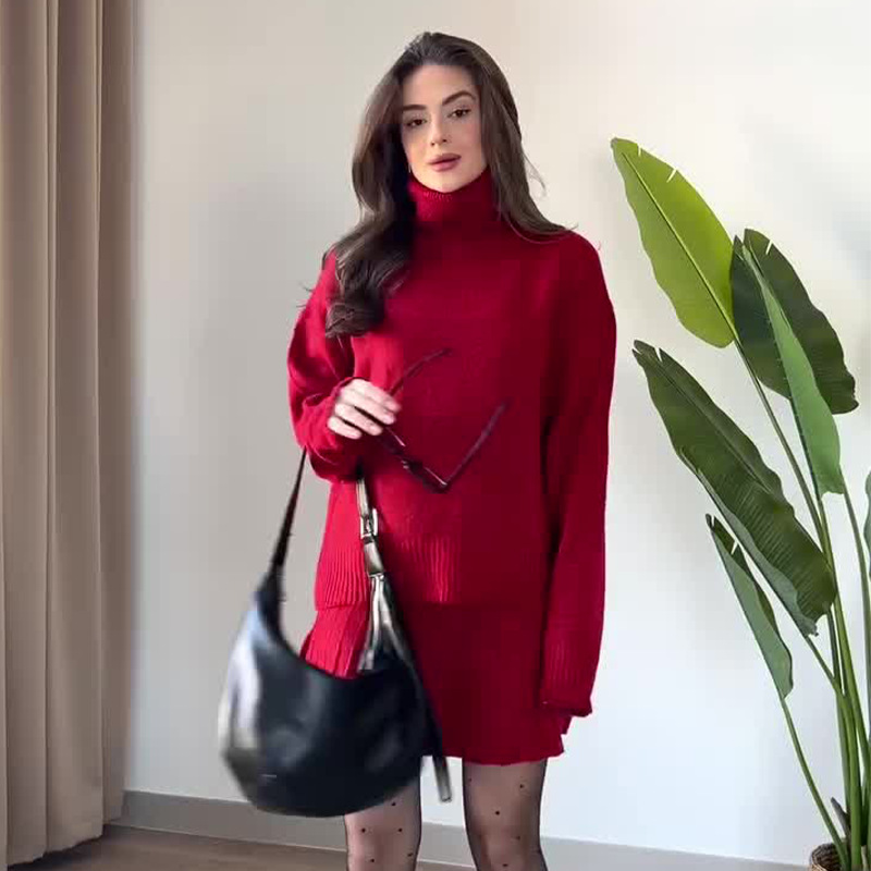 Red turtleneck