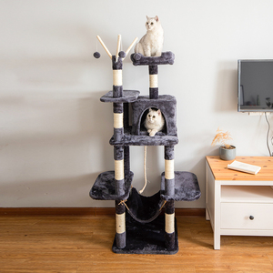 批发流行大型多层猫爬架猫塔豪华毛绒猫爬树带刮板 - Product Image 1