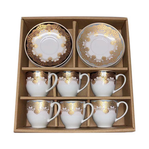定制陶瓷咖啡具，六个杯子和六个盘子，陶瓷咖啡杯上印有公司标志 - Product Image 6