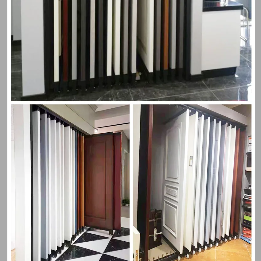 Tsianfan Custom Quality Sliding Door Type Displays Stand Pull Out Wooden Door Frames Showroom Cabinet Wood Doors Display Rack